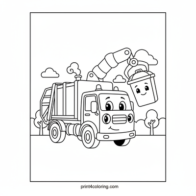 Busy Bin Collector: Recycling Hero Truck - free printable coloring page