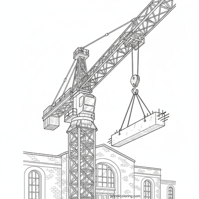 Mighty Crane Builds a Dream Library - free printable coloring page