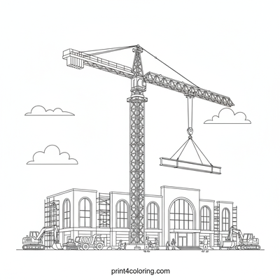 Mighty Crane's Library Lift - free printable coloring page