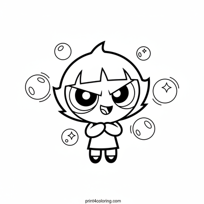 Buttercup's Bubble Blast: A Magical Portrait - free printable coloring page