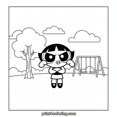 Buttercup's Mighty Flex Challenge! - free printable coloring page