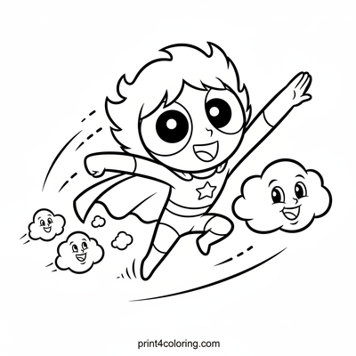 Buttercup's Dashing Sky Race - free printable coloring page
