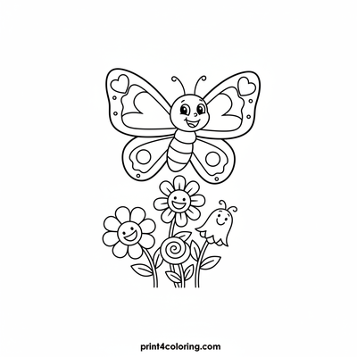 A Happy Butterfly's Floral Friends