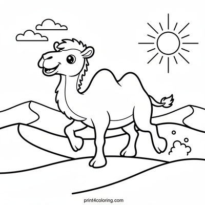 Playful Camel's Desert Dash - free printable coloring page