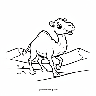 Happy Camel's Sandy Trot - free printable coloring page