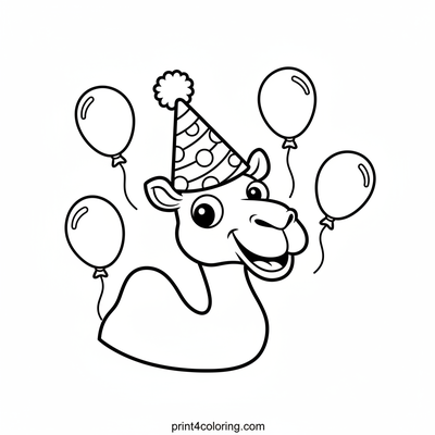 Camel's Silly Hat Party - free printable coloring page