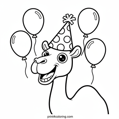 Camel's Silly Hat Party - free printable coloring page