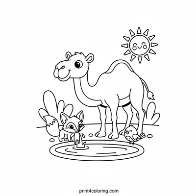 Kind Camel's Desert Drink - free printable coloring page