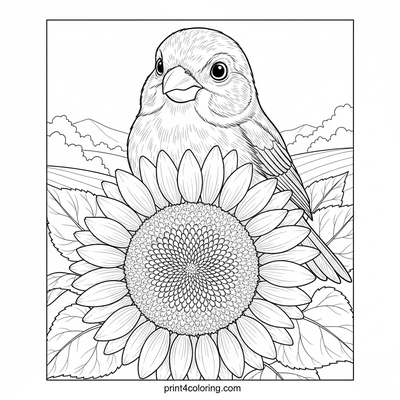 Golden Canary's Sunflower Kingdom - free printable coloring page