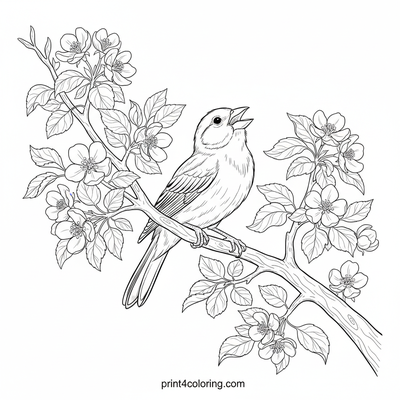 Cheerful Canary's Spring Serenade - free printable coloring page
