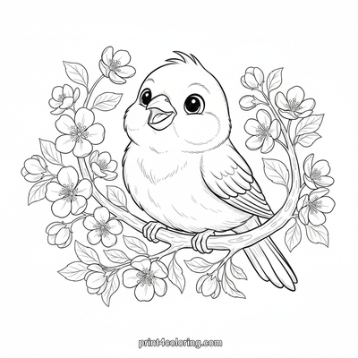 Canary's Morning Serenade - free printable coloring page