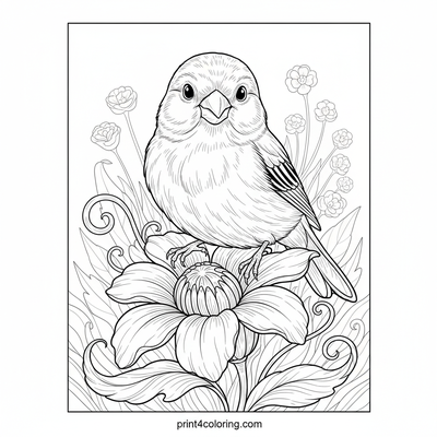 Canary's Fantastical Floral Perch - free printable coloring page