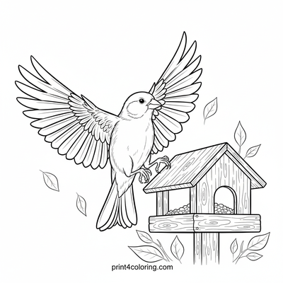 Graceful Canary's Dynamic Flight - free printable coloring page