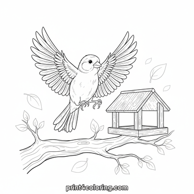 Graceful Canary's Dynamic Flight - free printable coloring page