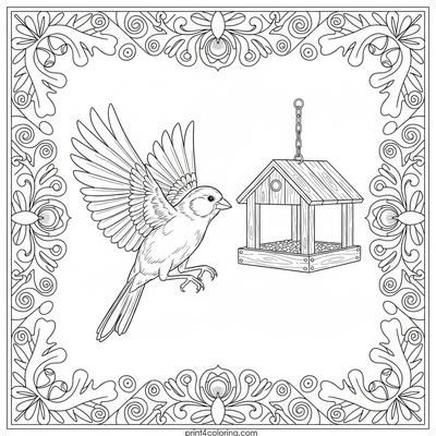 Golden Canary's Graceful Ascent - free printable coloring page