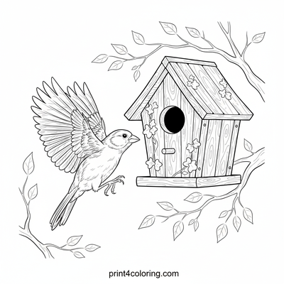 Canary's Grand Arrival: Flight to the Cozy Birdhouse - free printable coloring page
