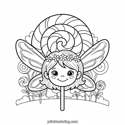 Lollipop Lane Fairy Garden - free printable coloring page