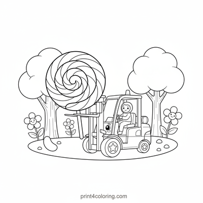 Sweet Lift: Candy Land Forklift Adventure - free printable coloring page