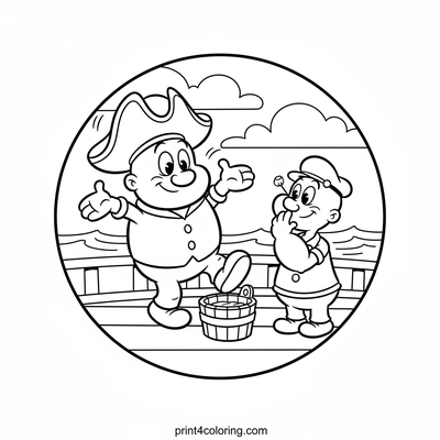 Captain Bluto's Hilarious High Seas Stumble - free printable coloring page