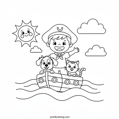Captain Fred's Wavy Blanket Voyage - free printable coloring page
