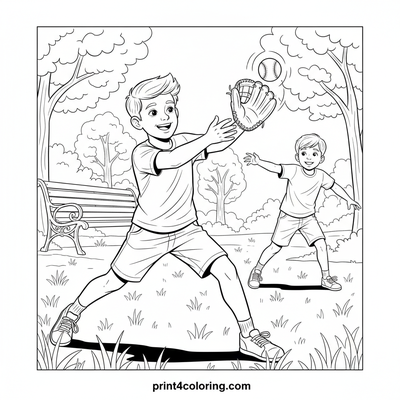 Sunny Day Park Catch - free printable coloring page