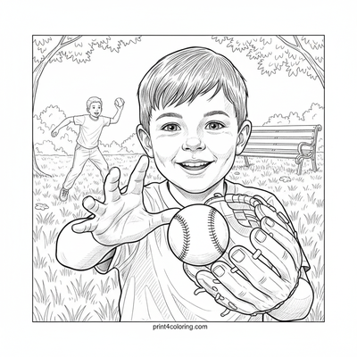 The Perfect Catch in Sunny Park - free printable coloring page