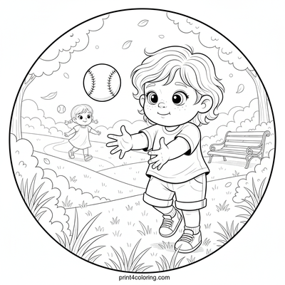 Sunny Day Park Catch - free printable coloring page