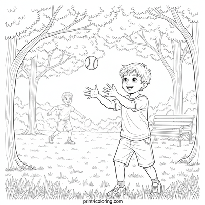Sunny Day Park Catch - free printable coloring page