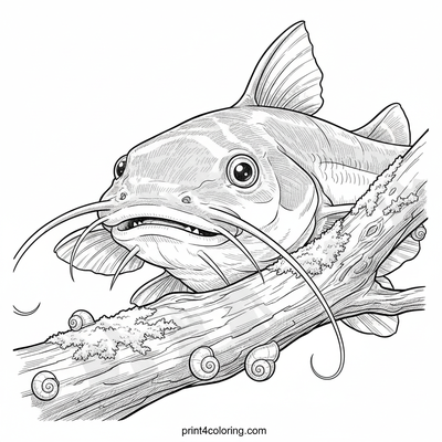 Riverbed Explorer: The Catfish and Sunken Branch - free printable coloring page
