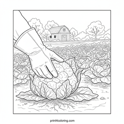 Cauliflower Harvest: A Garden's Bounty - free printable coloring page