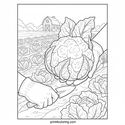 The Great Cauliflower Harvest - free printable coloring page