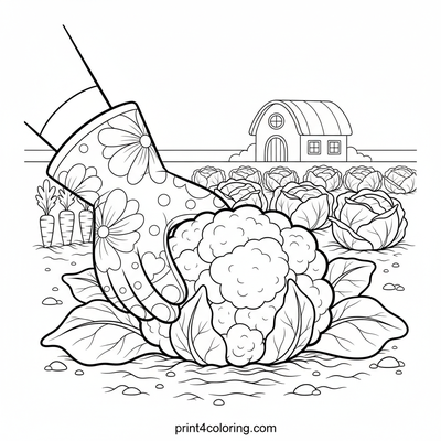 Cozy Cauliflower Harvest Day - free printable coloring page