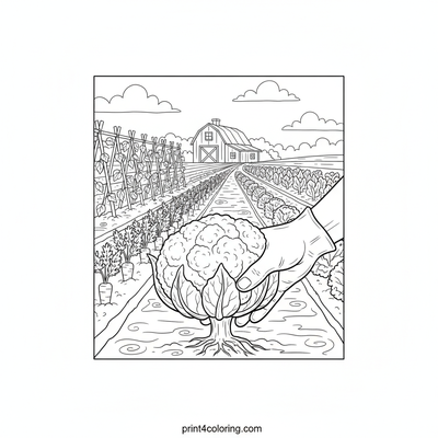 Bountiful Cauliflower Harvest - free printable coloring page