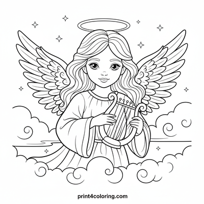 Celestial Serenade Angel - free printable coloring page