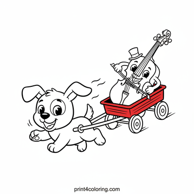 Cello's Wobbly Wagon Adventure - free printable coloring page