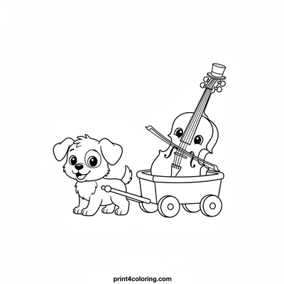 Cello's Wobbly Wagon Ride - free printable coloring page