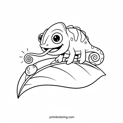Chameleon's Dewdrop Delight - free printable coloring page