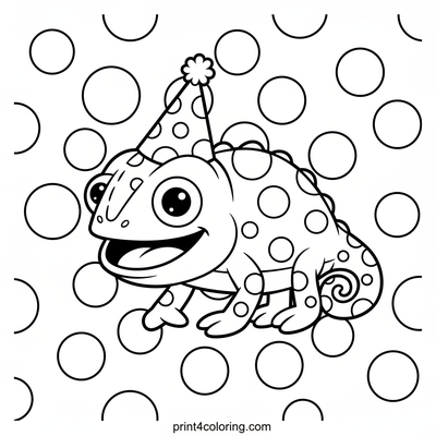 Silly Chameleon's Polka-Dot Party - free printable coloring page