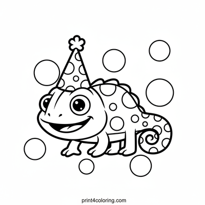 Silly Chameleon's Polka-Dot Party - free printable coloring page