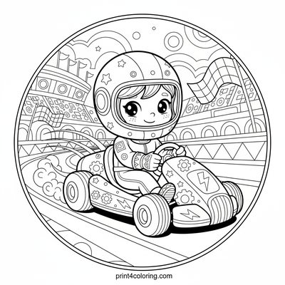 Champion's Cozy Go-Kart Race - free printable coloring page