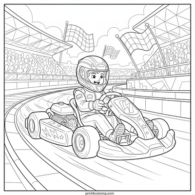 Victory Lap: The Champion's Go-Kart Race - free printable coloring page