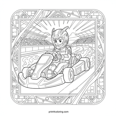 Victory Lap: Go-Kart Champion's Race Day - free printable coloring page
