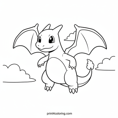 Charizard's Cozy Sky Adventure - free printable coloring page