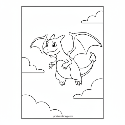 Majestic Charizard Sky Adventure - free printable coloring page