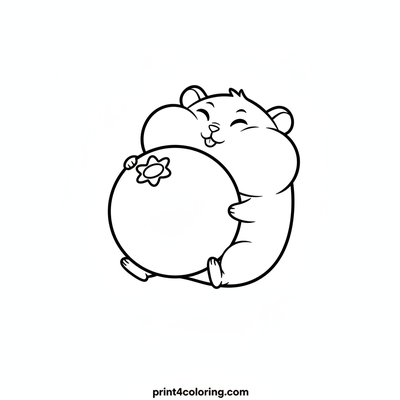 Puffed-Cheek Hamster's Sweet Treat - free printable coloring page