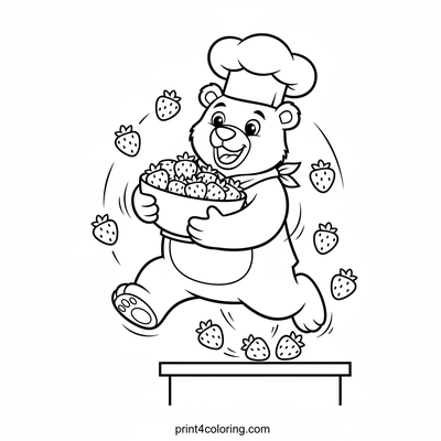 Chef Bear's Sweet Strawberry Surprise! - free printable coloring page