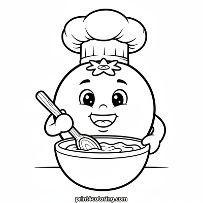 Chef Blueberry's Sweet Surprise - free printable coloring page