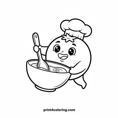 Chef Blueberry's Sweet Treat Stirring Fun! - free printable coloring page
