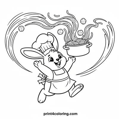 Chef Bunny's Pasta Party! - free printable coloring page