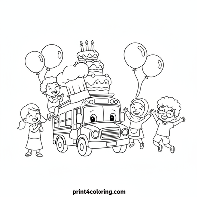 The Sweetest Delivery: Chef Bus Birthday Surprise! - free printable coloring page